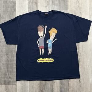 Beavis And Butt-Head MTV Network Navy Blue 90s TV Show Rocker Men's T Shirt 3XL